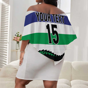 Custom Lesotho Football Off Shoulder Short Dress Go Likuena Go
