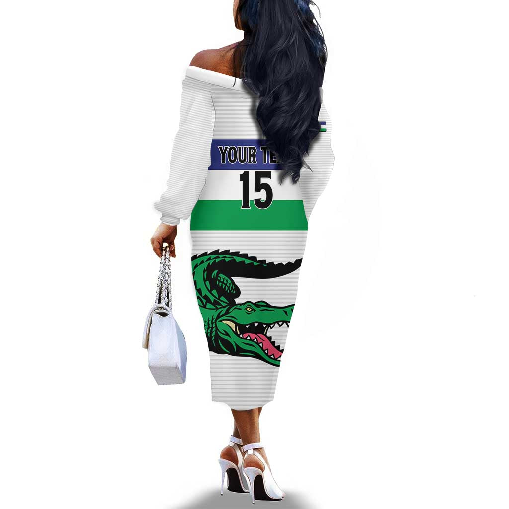 Custom Lesotho Football Off The Shoulder Long Sleeve Dress Go Likuena Go