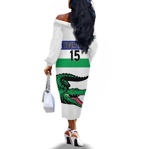 Custom Lesotho Football Off The Shoulder Long Sleeve Dress Go Likuena Go