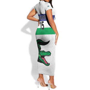 Custom Lesotho Football Short Sleeve Bodycon Dress Go Likuena Go LT15