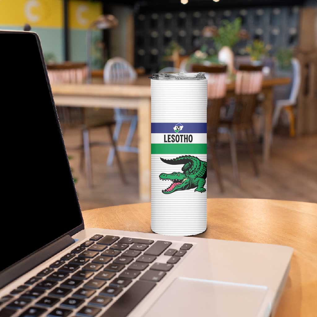 Custom Lesotho Football Skinny Tumbler Go Likuena Go
