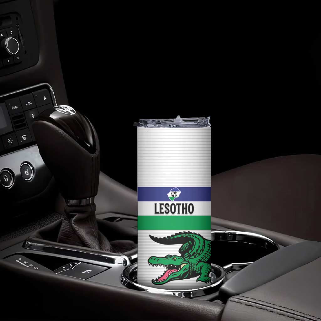 Custom Lesotho Football Skinny Tumbler Go Likuena Go