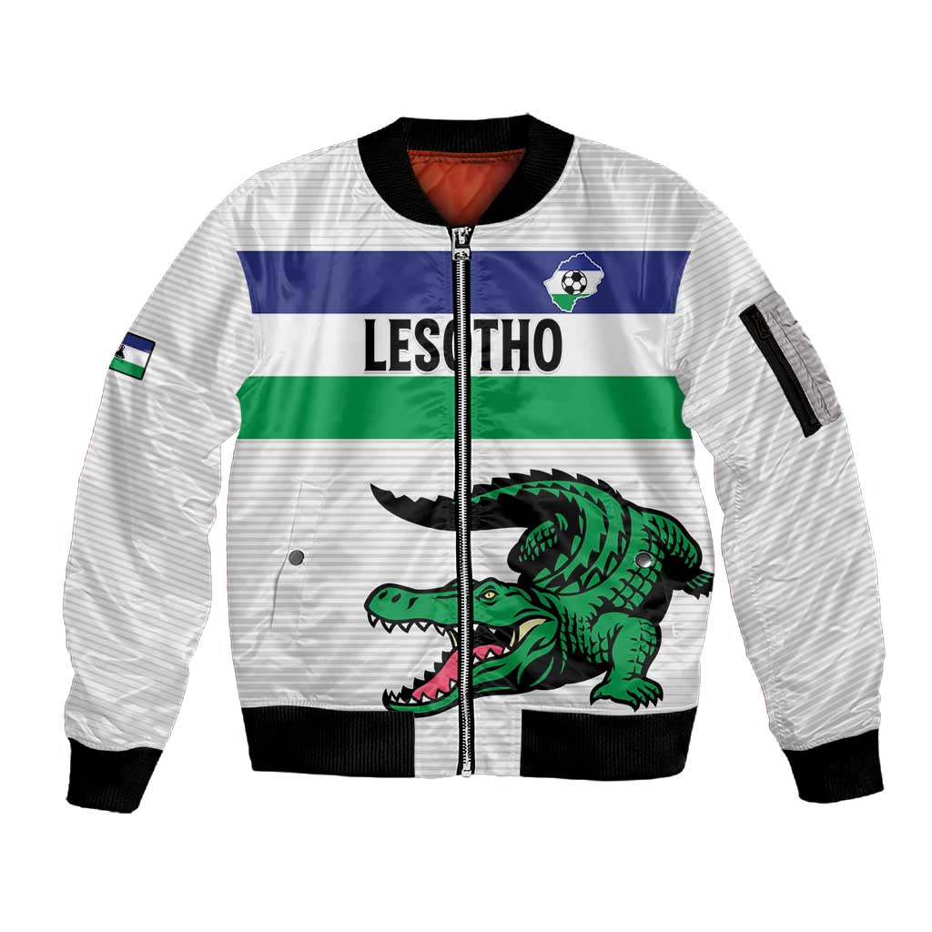 Custom Lesotho Football Sleeve Zip Bomber Jacket Go Likuena Go