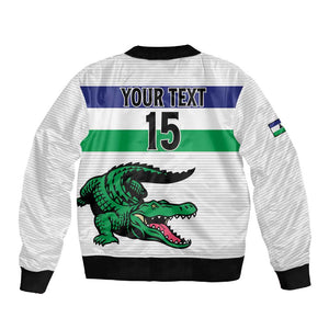 Custom Lesotho Football Sleeve Zip Bomber Jacket Go Likuena Go