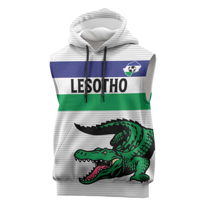 Custom Lesotho Football Sleeveless Hoodie Go Likuena Go - African Pride
