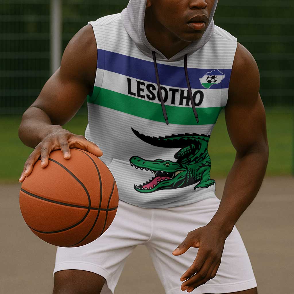 Custom Lesotho Football Sleeveless Hoodie Go Likuena Go - African Pride