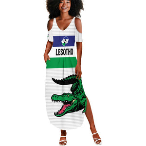 Custom Lesotho Football Summer Maxi Dress Go Likuena Go
