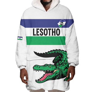 Custom Lesotho Football Wearable Blanket Hoodie Go Likuena Go
