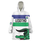 Custom Lesotho Football Wearable Blanket Hoodie Go Likuena Go