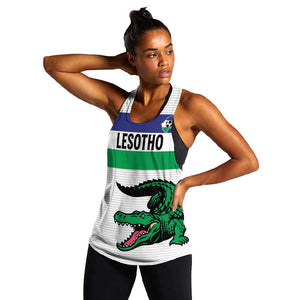 Custom Lesotho Football Women Racerback Tank Go Likuena Go