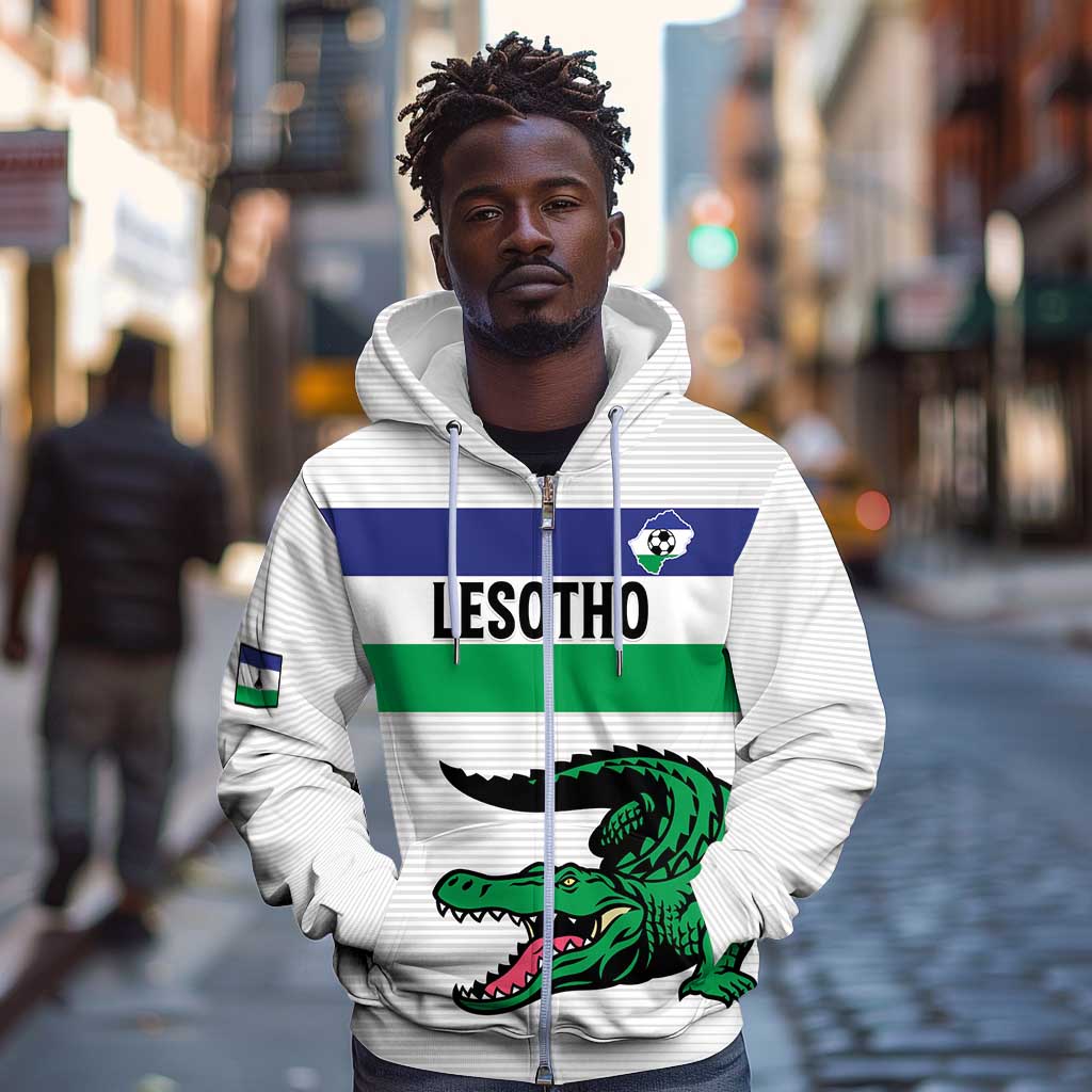 Custom Lesotho Football Zip Hoodie Go Likuena Go