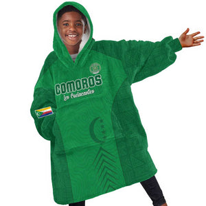 Custom Comoros Football Kid Wearable Blanket Hoodie Go Les Coelacantes