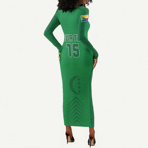 Custom Comoros Football Long Sleeve Bodycon Dress Go Les Coelacantes LT15