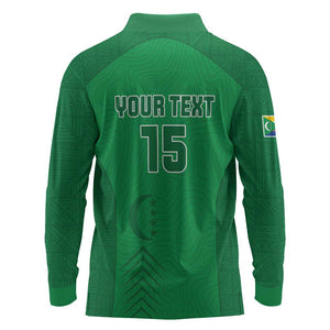 Custom Comoros Football Long Sleeve Polo Shirt Go Les Coelacantes