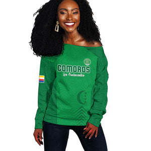 Custom Comoros Football Off Shoulder Sweater Go Les Coelacantes