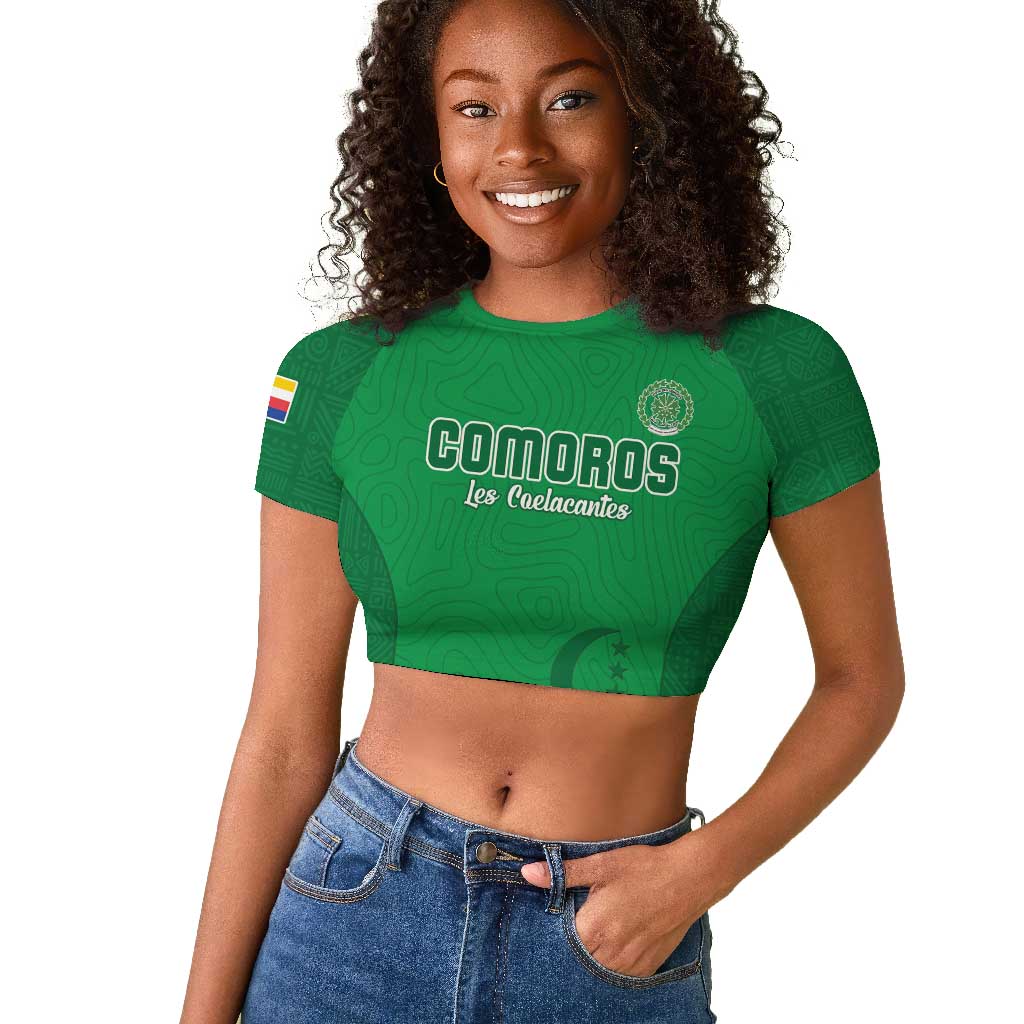 Custom Comoros Football Raglan Cropped T shirt Go Les Coelacantes