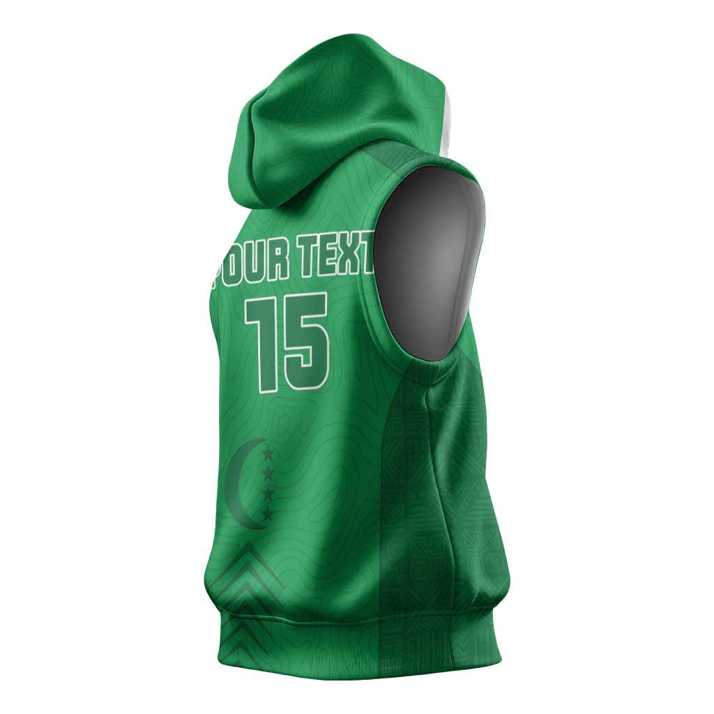 Custom Comoros Football Sleeveless Hoodie Go Les Coelacantes - African Pride