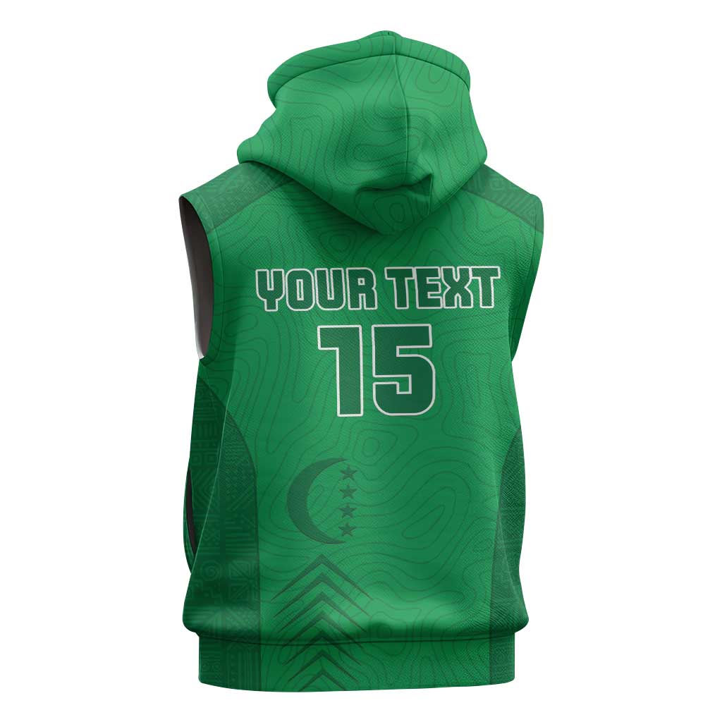 Custom Comoros Football Sleeveless Zip Hoodie Go Les Coelacantes - African Pride