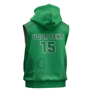 Custom Comoros Football Sleeveless Zip Hoodie Go Les Coelacantes - African Pride