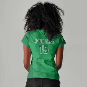 Custom Comoros Football Women V-Neck T-Shirt Go Les Coelacantes