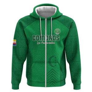 Custom Comoros Football Zip Hoodie Go Les Coelacantes