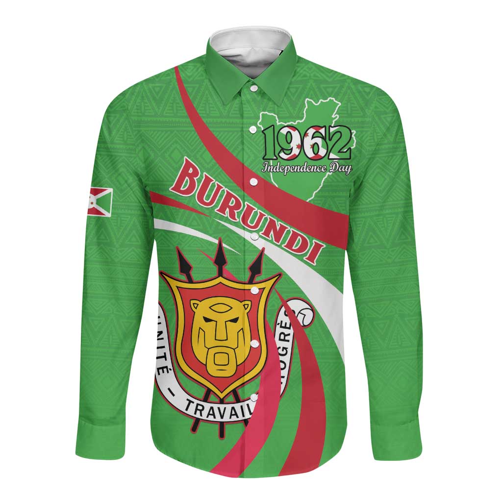 Personalized Burundi Long Sleeve Button Shirt 63rd Anniversary of Independence