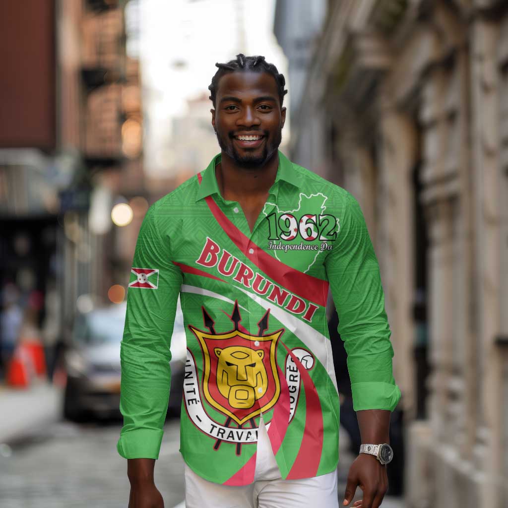 Personalized Burundi Long Sleeve Button Shirt 63rd Anniversary of Independence