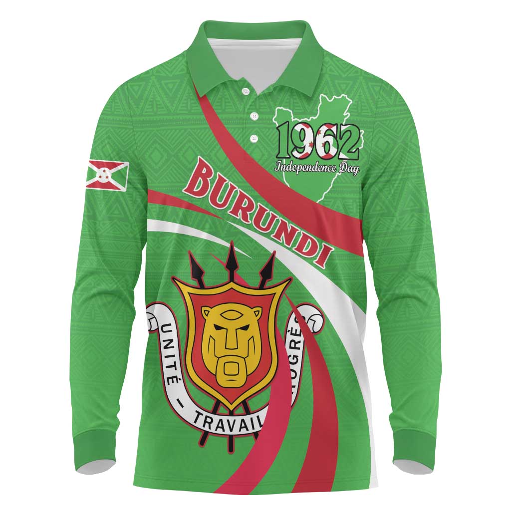 Personalized Burundi Long Sleeve Polo Shirt 63rd Anniversary of Independence