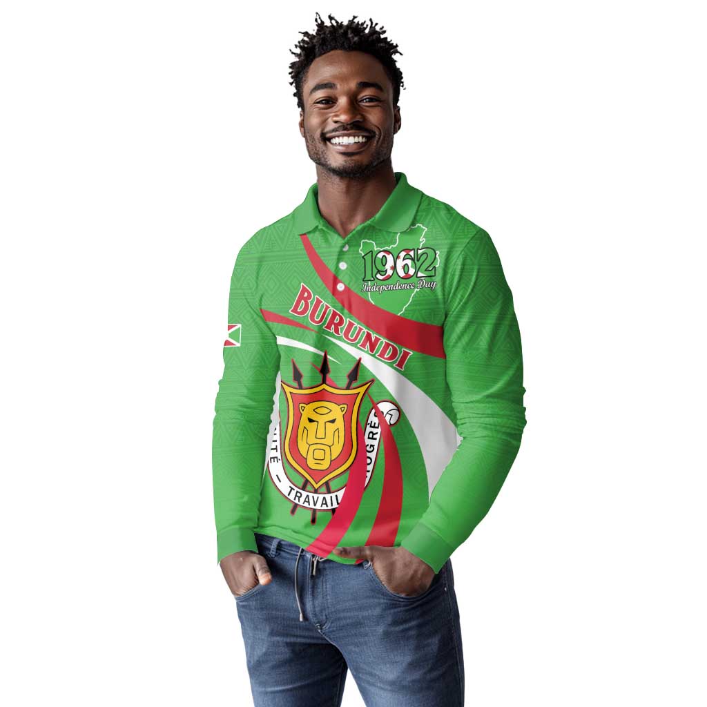 Personalized Burundi Long Sleeve Polo Shirt 63rd Anniversary of Independence