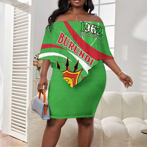 Personalized Burundi Off Shoulder Short Dress 63rd Anniversary of Independence