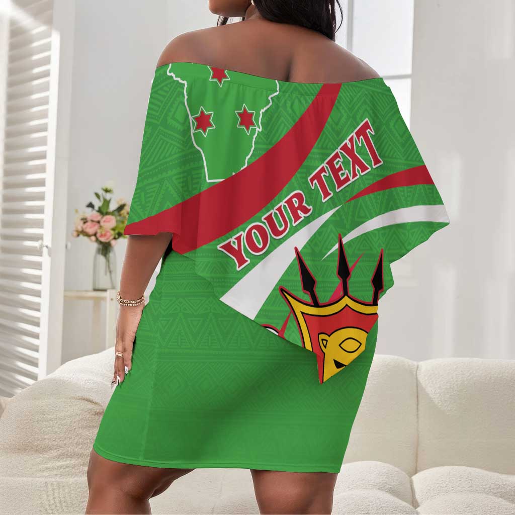 Personalized Burundi Off Shoulder Short Dress 63rd Anniversary of Independence