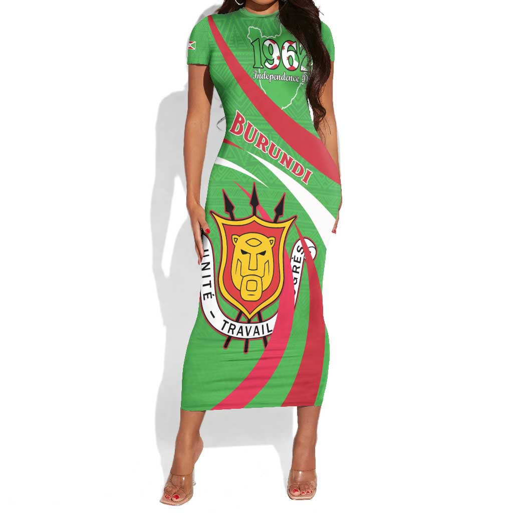Personalized Burundi Short Sleeve Bodycon Dress 63rd Anniversary of Independence LT15