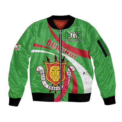 Personalized Burundi Sleeve Zip Bomber Jacket 63rd Anniversary of Independence