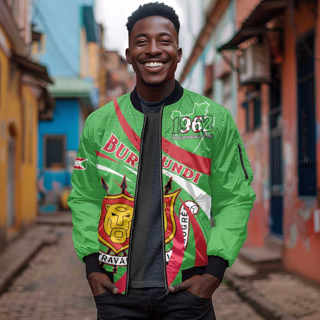 Personalized Burundi Sleeve Zip Bomber Jacket 63rd Anniversary of Independence