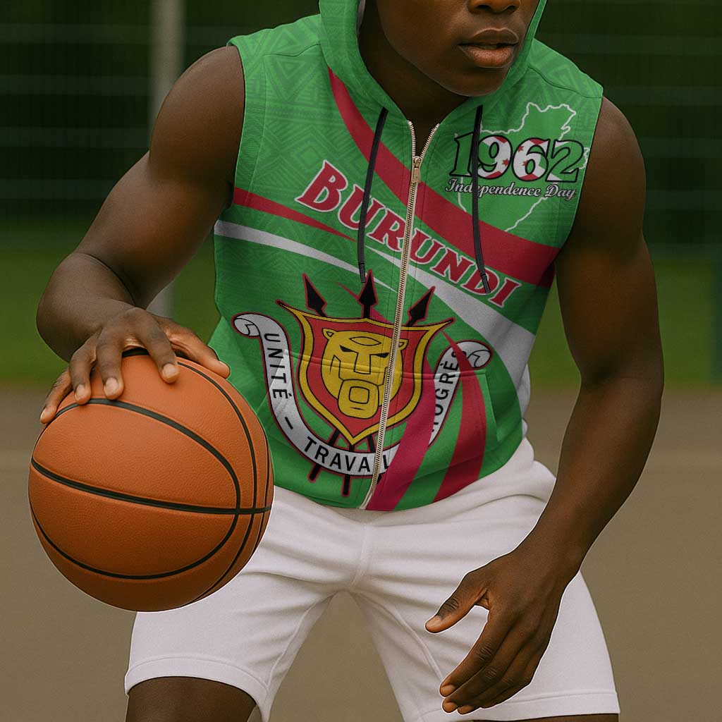 Personalized Burundi Sleeveless Zip Hoodie 63rd Anniversary of Independence - African Pride