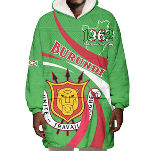 Personalized Burundi Wearable Blanket Hoodie 63rd Anniversary of Independence
