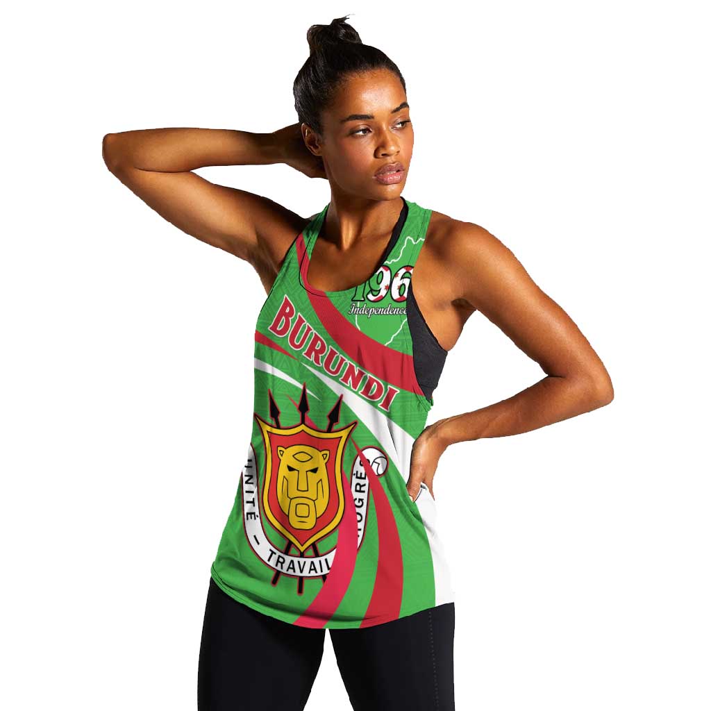 Personalized Burundi Women Racerback Tank 63rd Anniversary of Independence