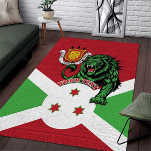 Personalized Jamhuri ya Burundi Area Rug Lion With Coat Of Arms - Flag Style