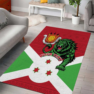 Personalized Jamhuri ya Burundi Area Rug Lion With Coat Of Arms - Flag Style