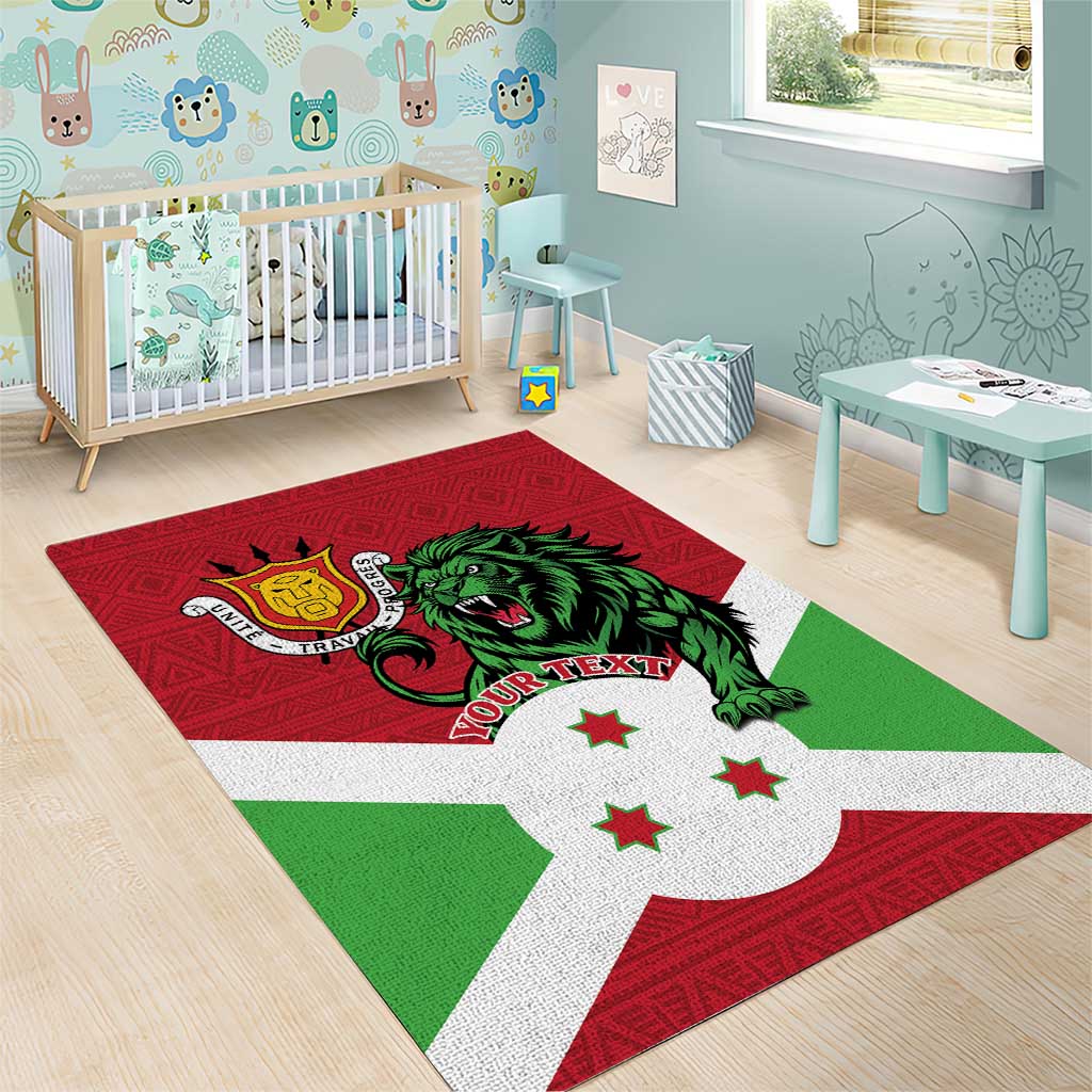 Personalized Jamhuri ya Burundi Area Rug Lion With Coat Of Arms - Flag Style