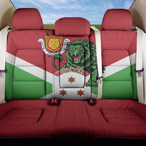 Personalized Jamhuri ya Burundi Back Car Seat Cover Lion With Coat Of Arms - Flag Style