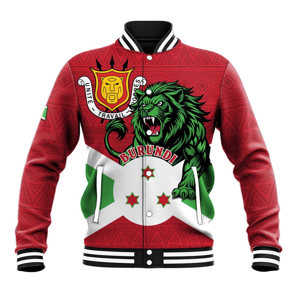 Personalized Jamhuri ya Burundi Baseball Jacket Lion With Coat Of Arms - Flag Style