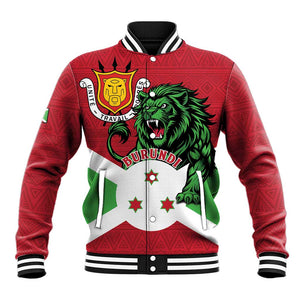Personalized Jamhuri ya Burundi Baseball Jacket Lion With Coat Of Arms - Flag Style