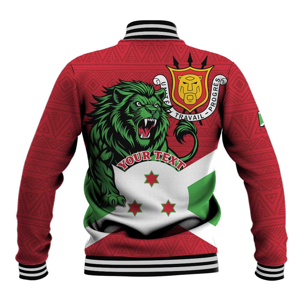 Personalized Jamhuri ya Burundi Baseball Jacket Lion With Coat Of Arms - Flag Style