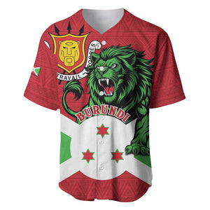 Personalized Jamhuri ya Burundi Baseball Jersey Lion With Coat Of Arms - Flag Style