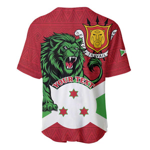 Personalized Jamhuri ya Burundi Baseball Jersey Lion With Coat Of Arms - Flag Style