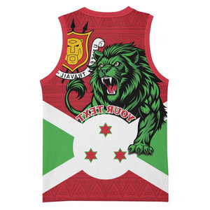 Personalized Jamhuri ya Burundi Basketball Jersey Lion With Coat Of Arms - Flag Style - African Pride