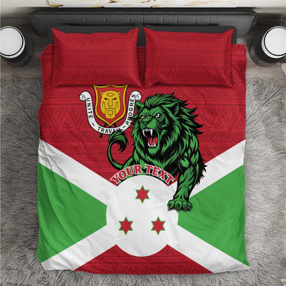 Personalized Jamhuri ya Burundi Bedding Set Lion With Coat Of Arms - Flag Style