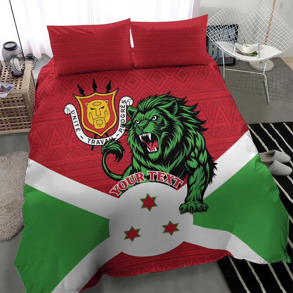 Personalized Jamhuri ya Burundi Bedding Set Lion With Coat Of Arms - Flag Style
