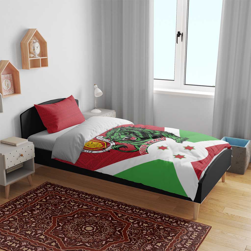 Personalized Jamhuri ya Burundi Bedding Set Lion With Coat Of Arms - Flag Style